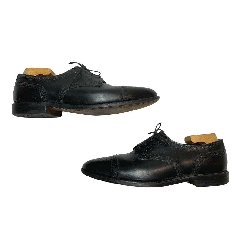 Allen Edmonds Dress Shoes Mens 9.5 Black Sanford Brogue Cap Toe Oxford